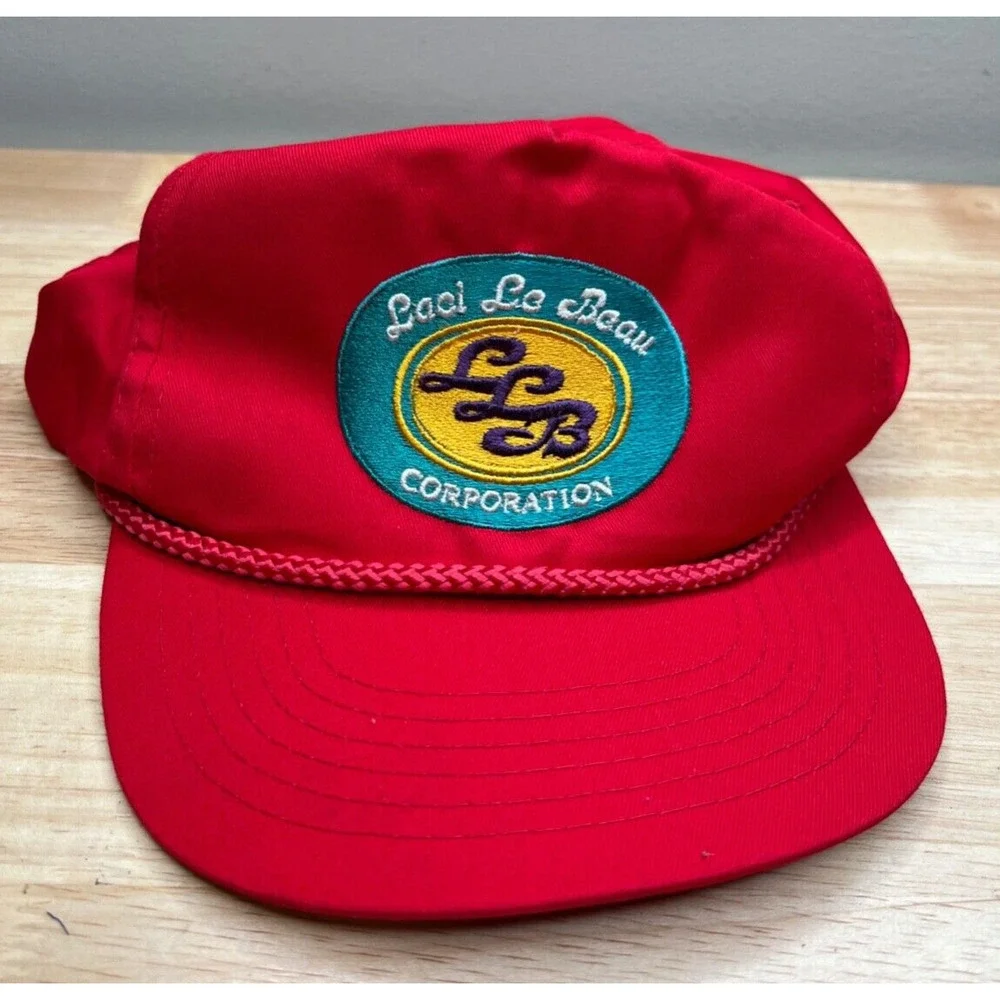 Laci Le Beau Snapback Hat Mens Red Trucker Cap Patch Logo Tea